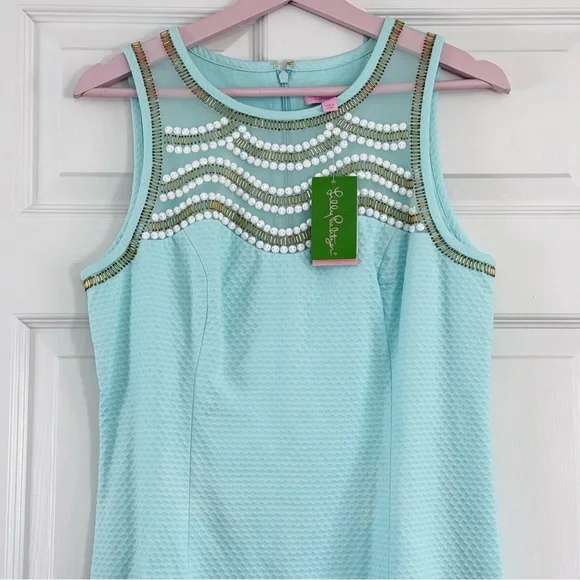 NEW Lily Pulitzer Aqua Sleeveless Mini Dress Size 8 - Picture 3 of 7